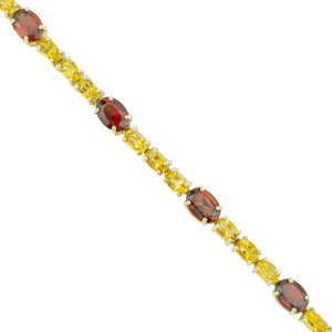 Garnet and Citrine Accented Gemstone 7" Tennis Bracelet in 14K Yellow Gold - 12.8 Grams