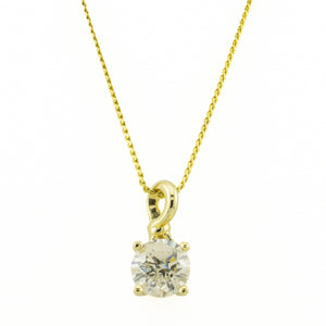 1.00ctw Round Diamond Solitaire Pendant in 14K Yellow Gold - Chain Not Included