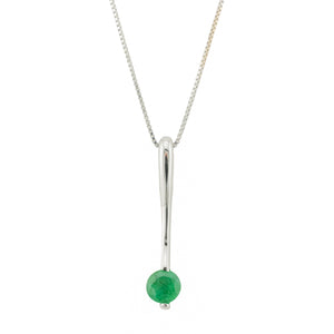 0.25ctw Round Solitaire Emerald Pendant on 18" Box Chain in 14K White Gold