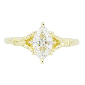 IGI Leo 0.80ct Marquise E/VS1 Diamond Solitaire Engagement Ring in 14K Yellow Gold - Size 7