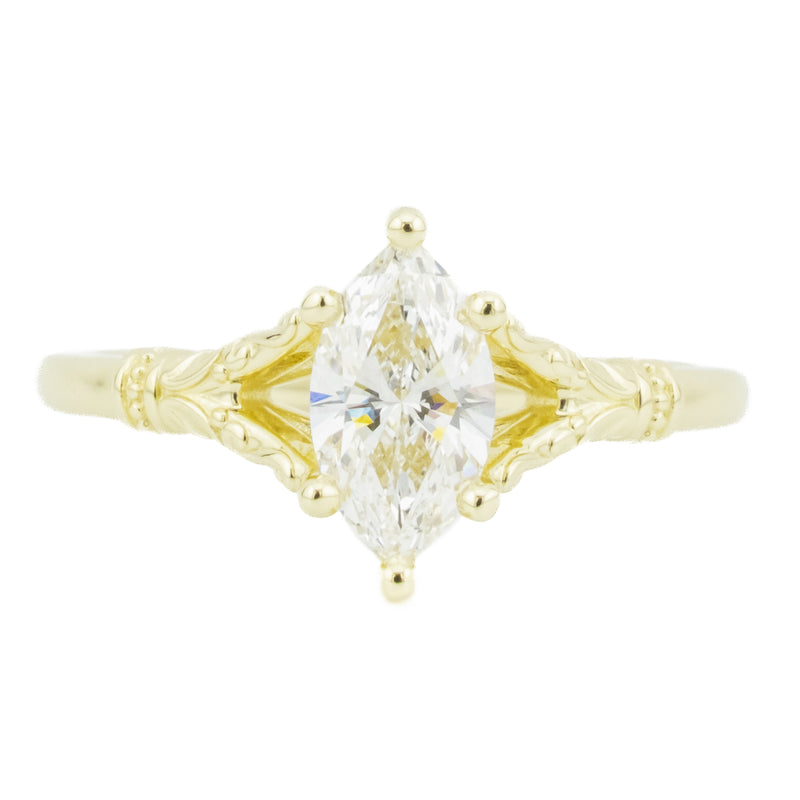 IGI Leo 0.80ct Marquise E/VS1 Diamond Solitaire Engagement Ring in 14K Yellow Gold - Size 7