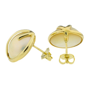 Mabe Pearl Solitaire Stud Earrings in 14K Yellow Gold