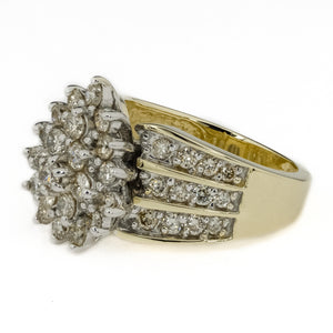 2.00ctw Round Diamond Accented Cluster Ring in 10K Two Tone Gold