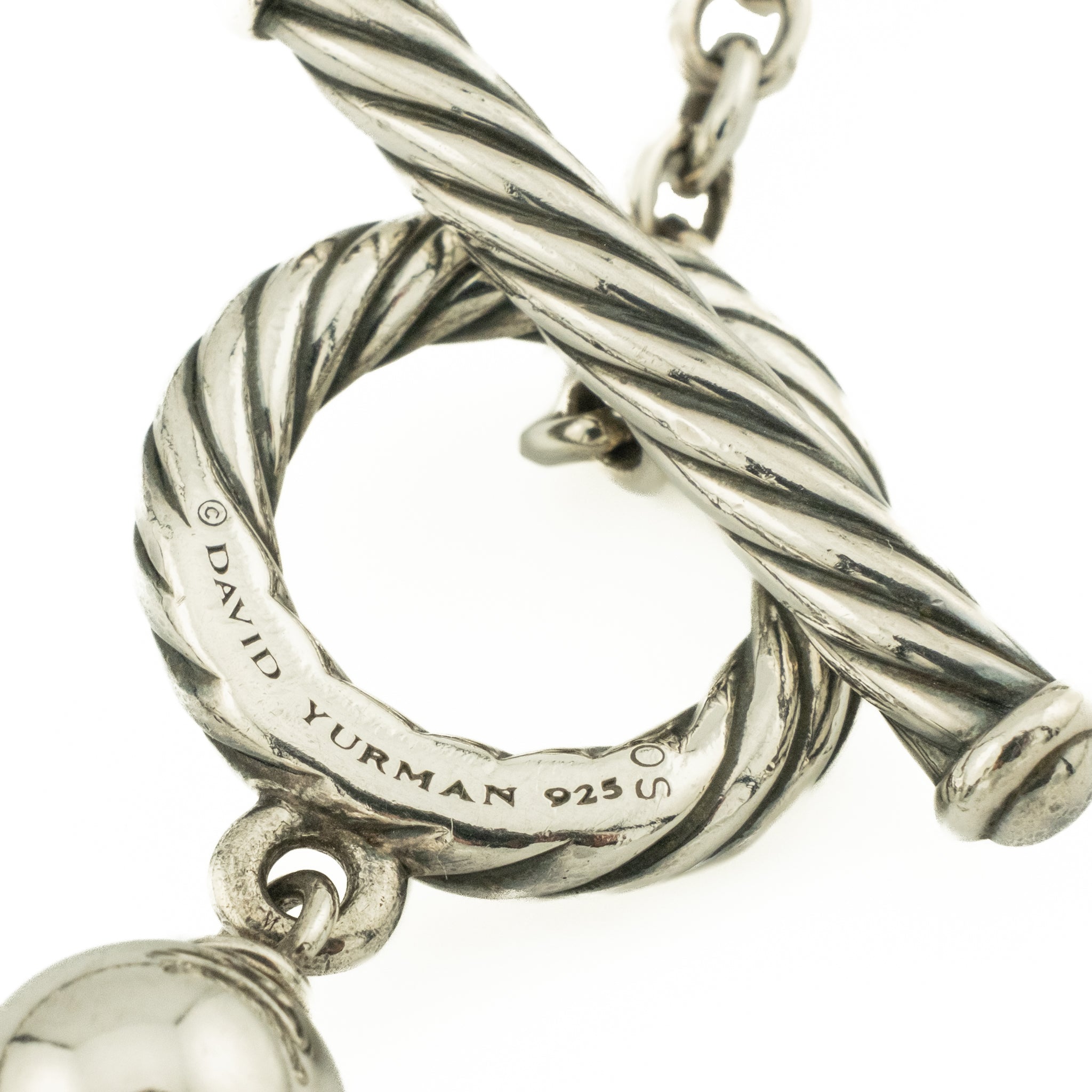 David Yurman Elements Onyx, Hematite Sterling Silver Graduated Bead Necklace 36