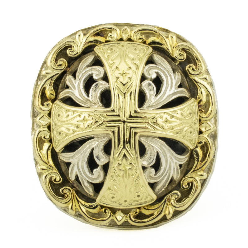 Konstantino Classics Daphne Cross Ring in 18K Yellow Gold and Sterling Silver - Size 6