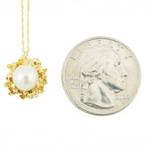 7.5mm Round Pearl Pendant in 16" Chain Necklace in 14K Yellow Gold