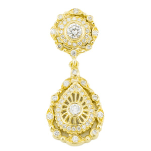1.00ctw Diamond Accented Vintage Pendant in 18K Yellow Gold - Chain Not Included