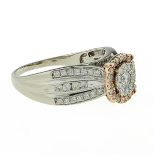 0.81ctw Round Diamond Accented Cluster Lady's Ring in 10K Two Tone Gold - Size 10.75