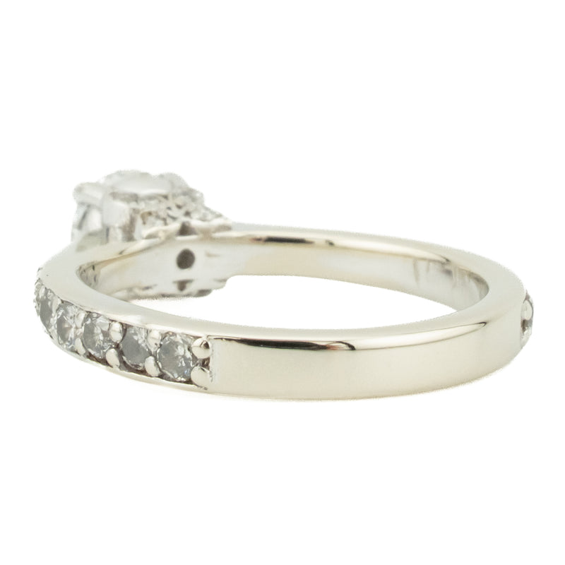 0.50ctw European Cut I/VS2 Diamond with Accents Engagement Ring in 14K White Gold - Size 4.5