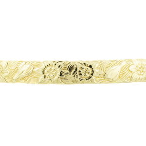 7mm Floral Fashion Bangle 8" Bracelet in 14K Yellow Gold