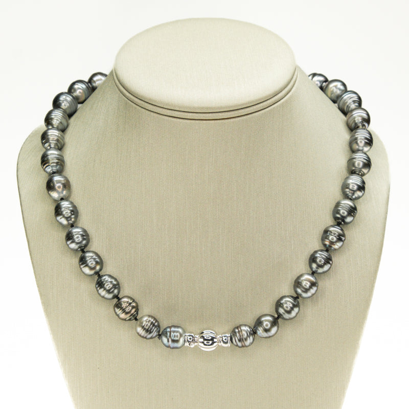 Baroque Tahitian Black Pearl 18.5" Necklace in 14K White Gold