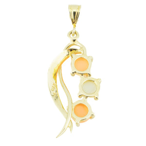 Opal and Coral Accented Pendant in 14K Yellow Gold
