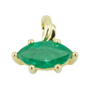 1.10ctw Marquise Emerald Solitaire Gemstone Pendant in 14K Yellow Gold- No Chain