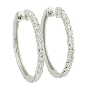 Lab 1.00ctw Diamond Hoop Earrings in 14K White Gold