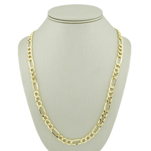 7.5mm Wide Figaro Link 22" Chain in 10K Two-Tone Gold - 18.3Grams