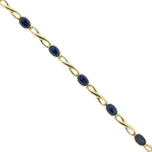 Sapphire Gemstone Tennis 7" Bracelet in 10K Yellow Gold