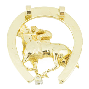 0.50ctw Diamond Accented Horse Pendant in 14K Yellow Gold - 16.2 Grams