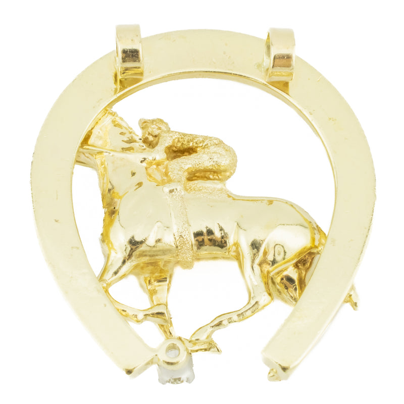 0.50ctw Diamond Accented Horse Pendant in 14K Yellow Gold - 16.2 Grams
