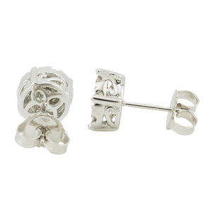 1.00ctw Round Diamond Accented Cluster Earrings in 14K White Gold - 2.8 Grams