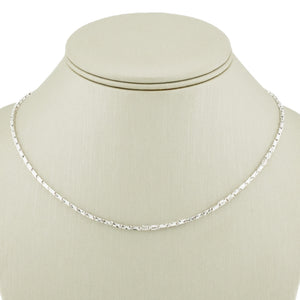 1.8mm Wide Baht Link 16" Chain in 18K White Gold - 9.1grams