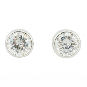 0.75ctw Round Diamond Solitaire Bezel Set Stud Earrings in 14K White Gold
