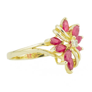 0.4ctw Ruby & Diamond Accented Ring in 14KYG- Size 8.25