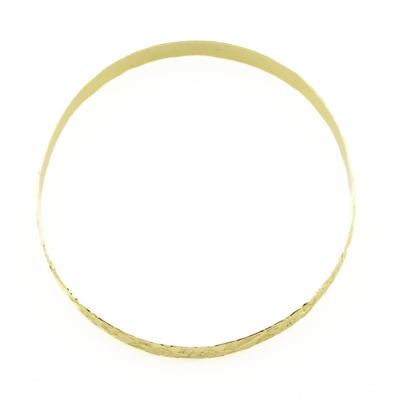 7mm Floral Fashion Bangle 8" Bracelet in 14K Yellow Gold