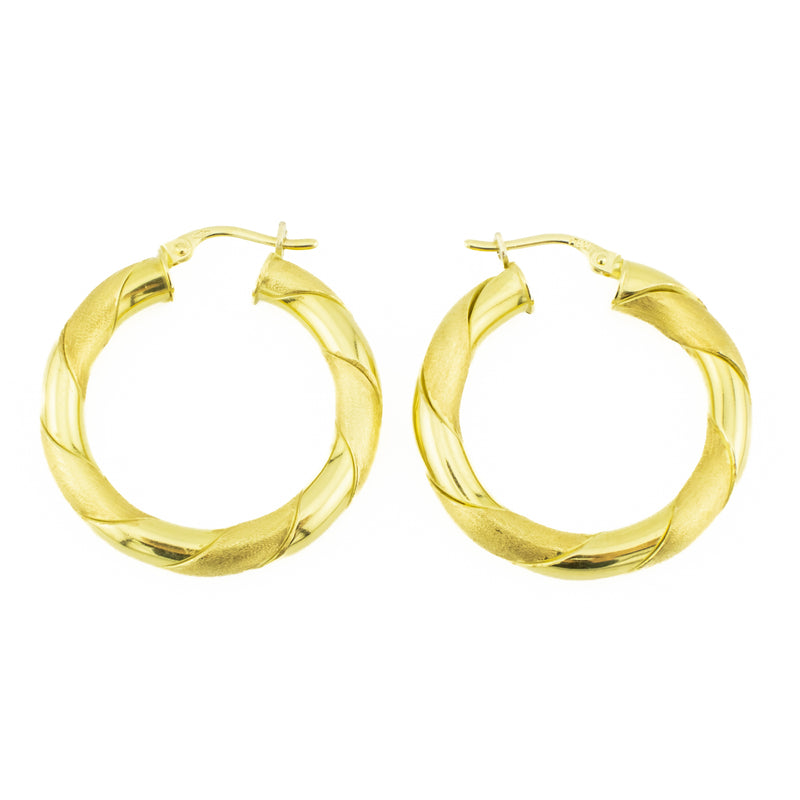 Twisted Hollow Hoops in 18K Yellow Gold - 7.1 Grams