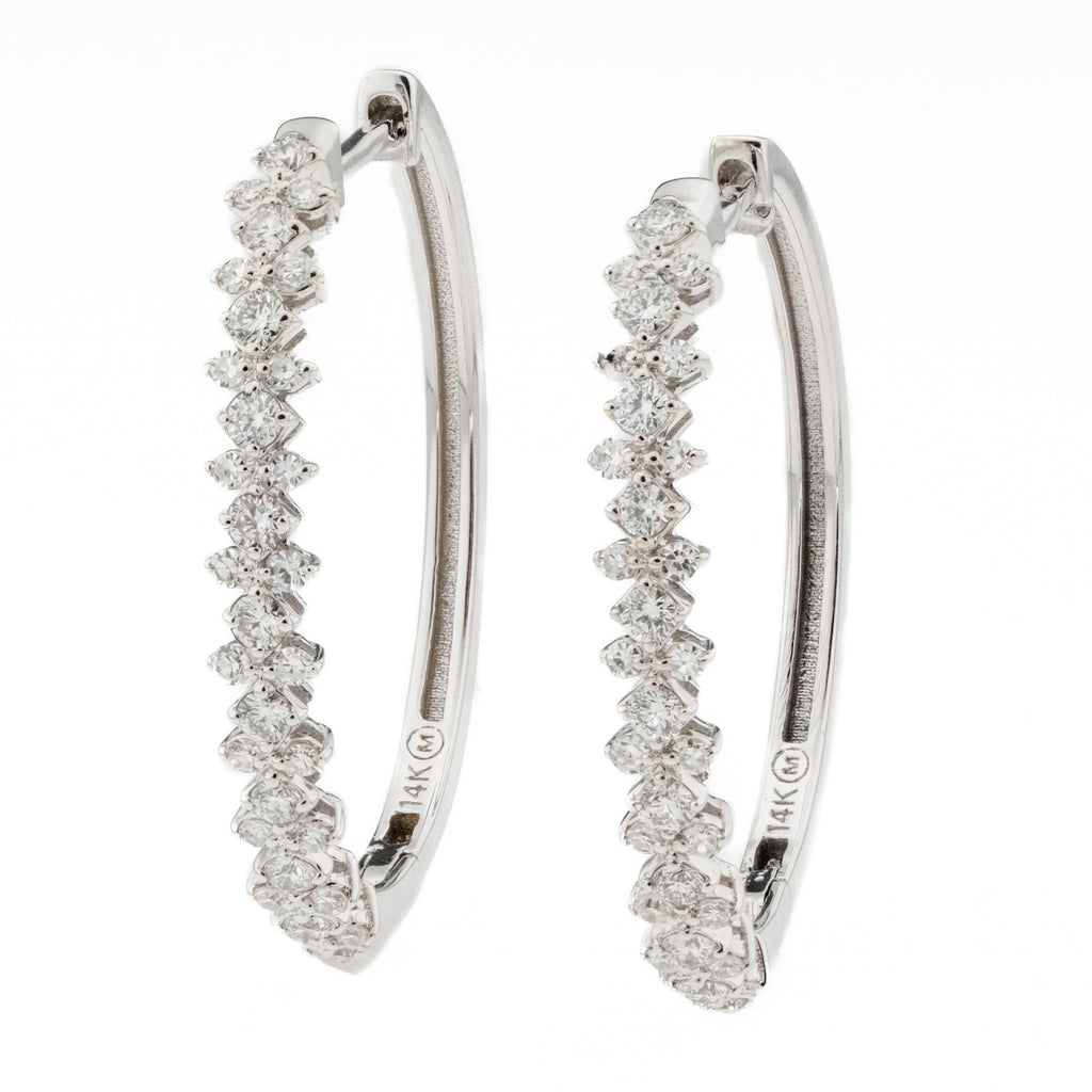 0.64ctw Diamond Hoop Earrings in 14K White Gold