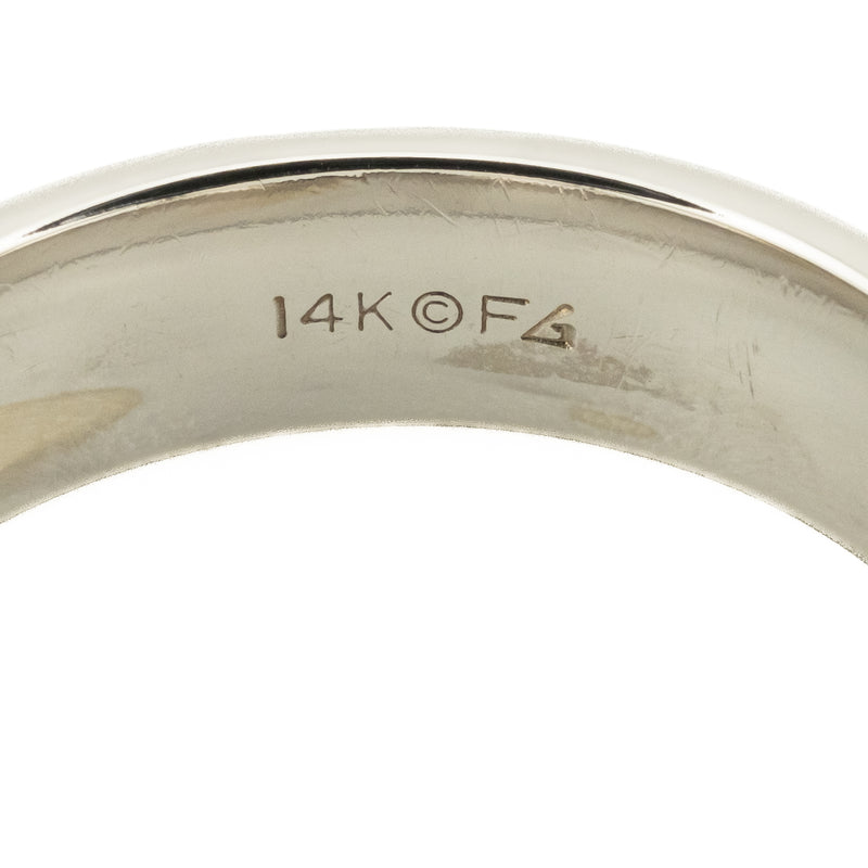 6mm Wide Hammered Wedding Band Ring in 10K White Gold - Size 10.5