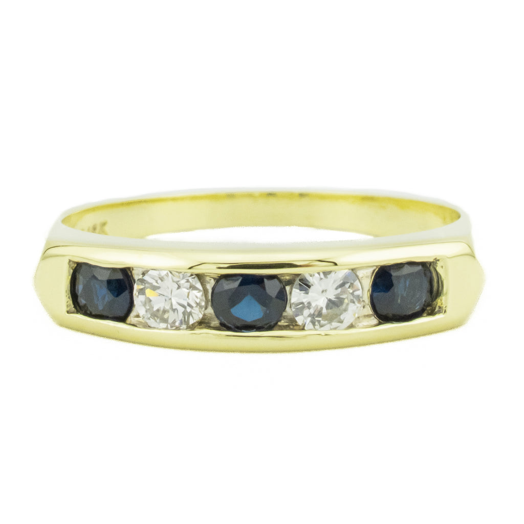 0.40ctw Sapphire Accented & Diamond Accented Gemstone Ring in 18K Yellow Gold - 6.75