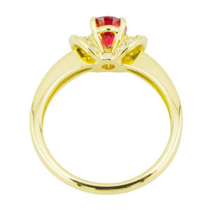 0.75ctw Oval Lab Ruby & Diamond Accented Gemstone Ring in 18K Yellow Gold - Size 6.25