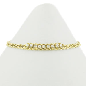 0.25ctw Diamond Accented 7" Rope Bracelet in 14K Yellow Gold - 3.9 Grams