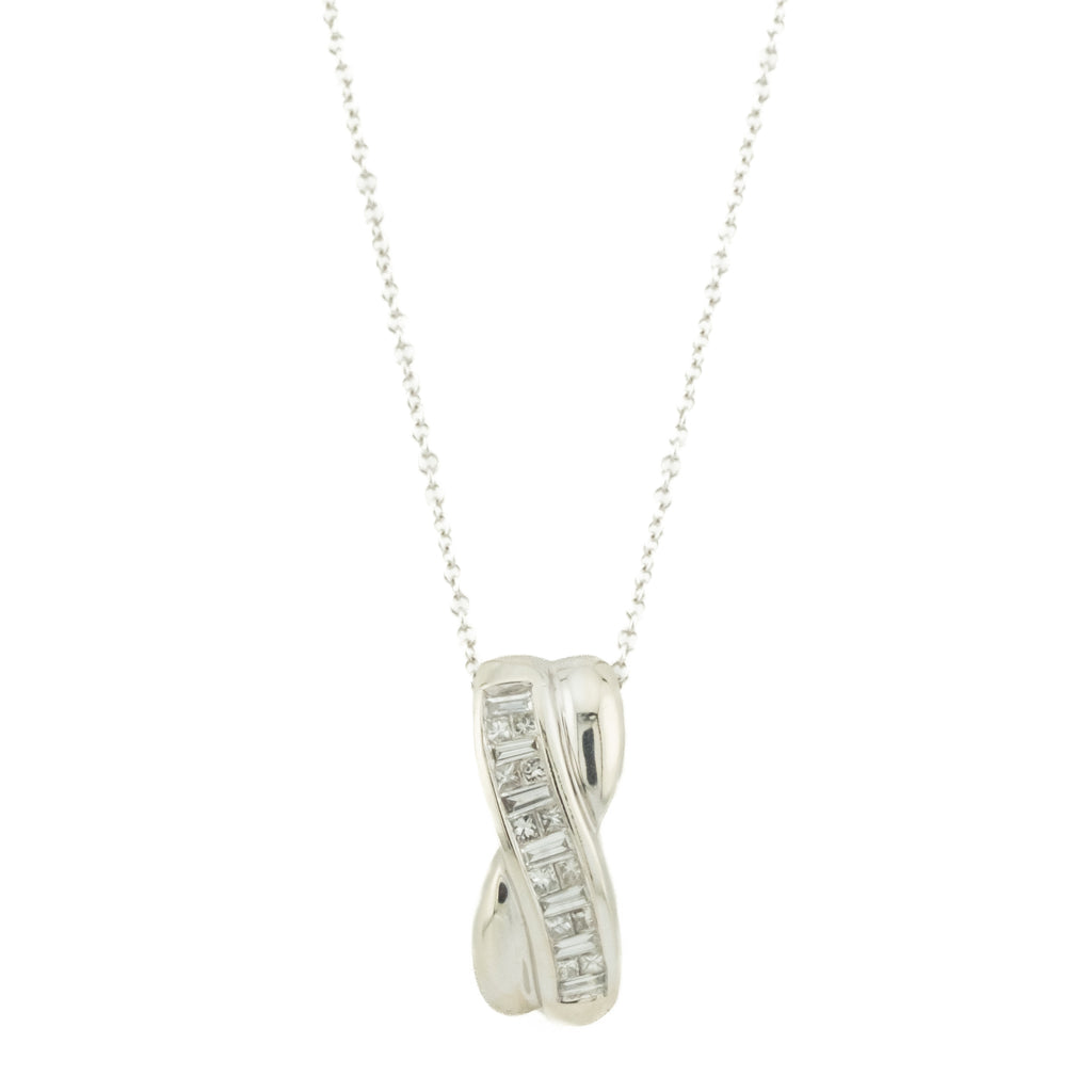 0.45ctw Diamond Accented Pendant with 18" Fine Cable Chain in 14K White Gold