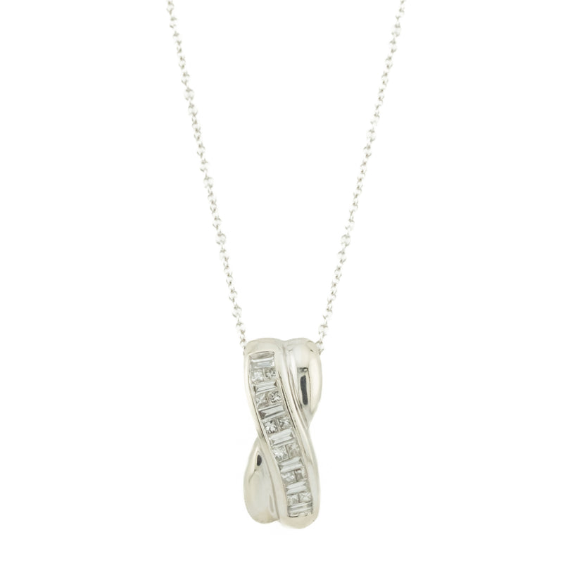 0.45ctw Diamond Accented Pendant with 18" Fine Cable Chain in 14K White Gold