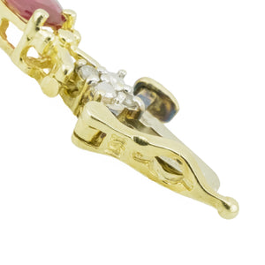 9.5ctw Oval Ruby and Diamond Accented Tennis Bracelet in 14K Yellow Gold - 10.1 Grams