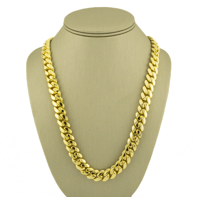 22" Solid Cuban Link Chain in 10K Yellow Gold - 218.5grams