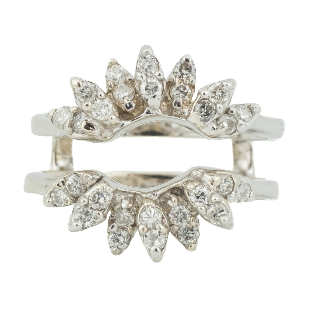 0.42ctw Diamond Accented Ring Guard Enhancer in 14K White Gold - Size 6.25