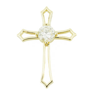 1.07ctw Round Diamond Solitaire Cross Pendant in 14K Yellow Gold - Chain Not Included