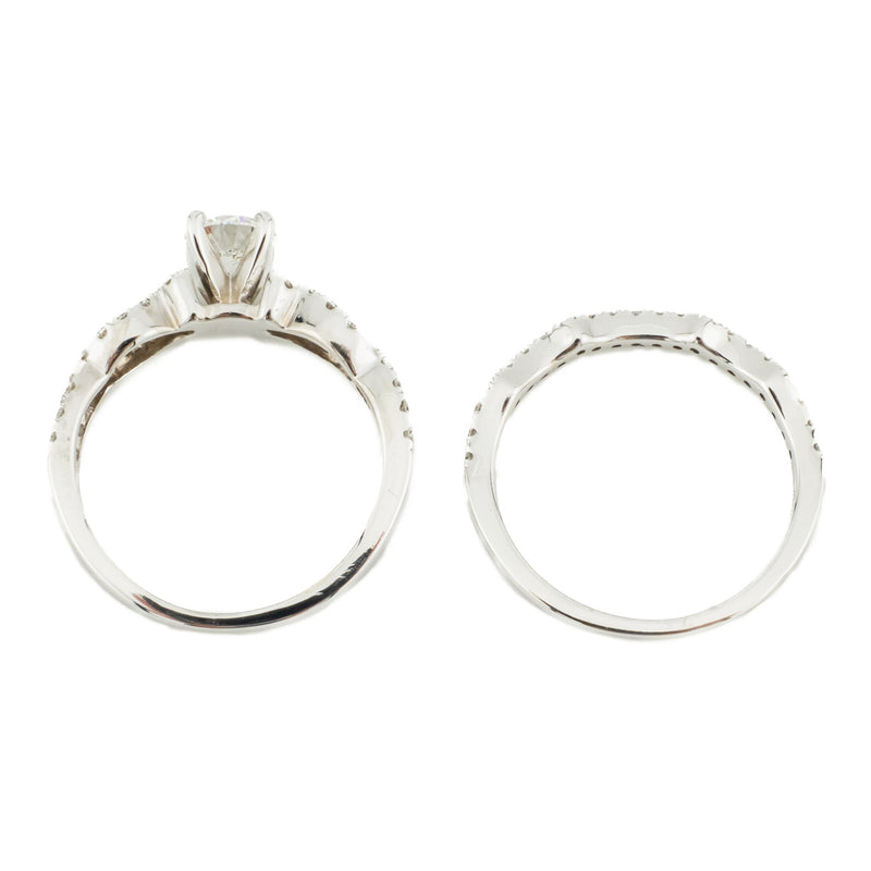 0.50ctw Round Diamond and Accented Bridal Wedding Set in 14K White Gold - Size 5