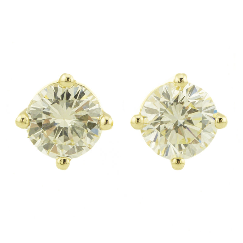 1.05ctw Round Diamond Solitaire Stud Earrings in 14K Yellow Gold