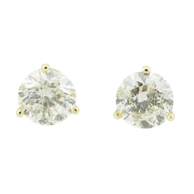 1.95ctw Round Diamond Solitaire Stud Earrings in 14K Yellow Gold