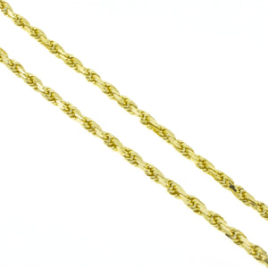 2mm Wide Rope Chain Necklace 21" in 14K Yellow Gold