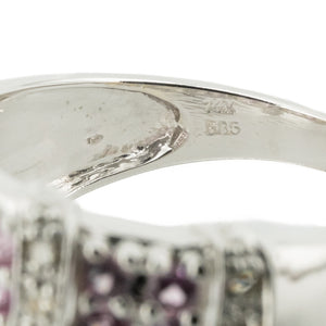 Pink Sapphire and Diamond Accented Ring in 14K White Gold - Size 8.5