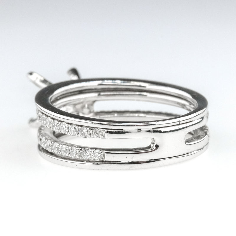 Demarco 1.20ctw Diamond Accented Semi Mount Engagement Ring in 18K White Gold