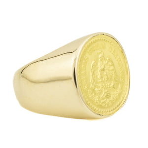 1945 2.5 Pesos Coin Ring in 22K and 14K Yellow Gold -Size 5.75