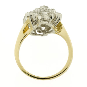 0.40ctw Round Brilliant Diamond Accented Cluster Ring in 14K Two-Tone Gold - Size 6