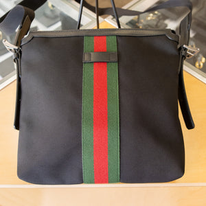 Gucci Techno Canvas Web Messenger Bag in Black