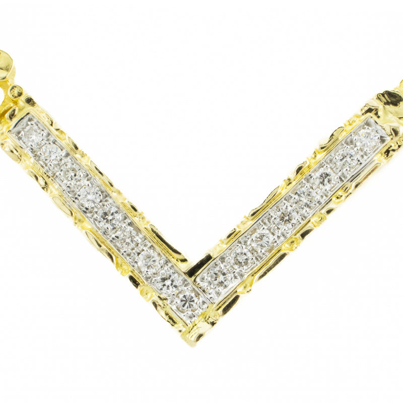 0.50ctw Round Brilliant Diamond Accented Nusset 18" Necklace 14K Yellow Gold