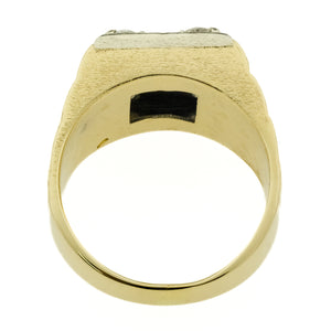 1.00ctw Diamond Cluster Men's Ring in Two Tone 14K Gold - Size 8.25